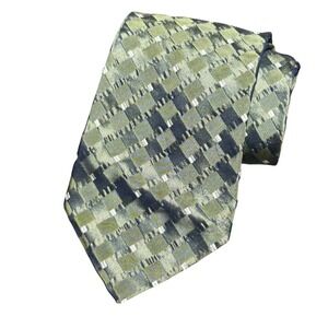 Barbara‎ Blank Necktie Handmade All Silk Green Geometric Jacobson's